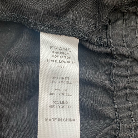 SOLD FRAME Smocked Zip Front Black Linen Jacket - Picture 8 of 9